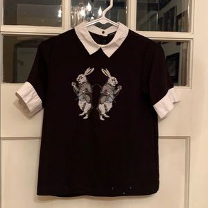 Child’s black Alice in wonderland rabbit top